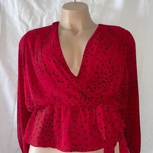 Express Red Wrap Top